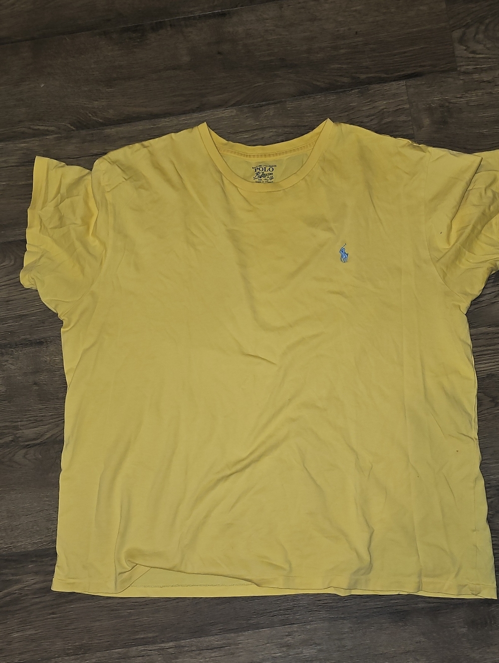 Polo Tee Shirt Ralph Lauren Light Yellow Crewneck Light Blue Pony Xlarge
